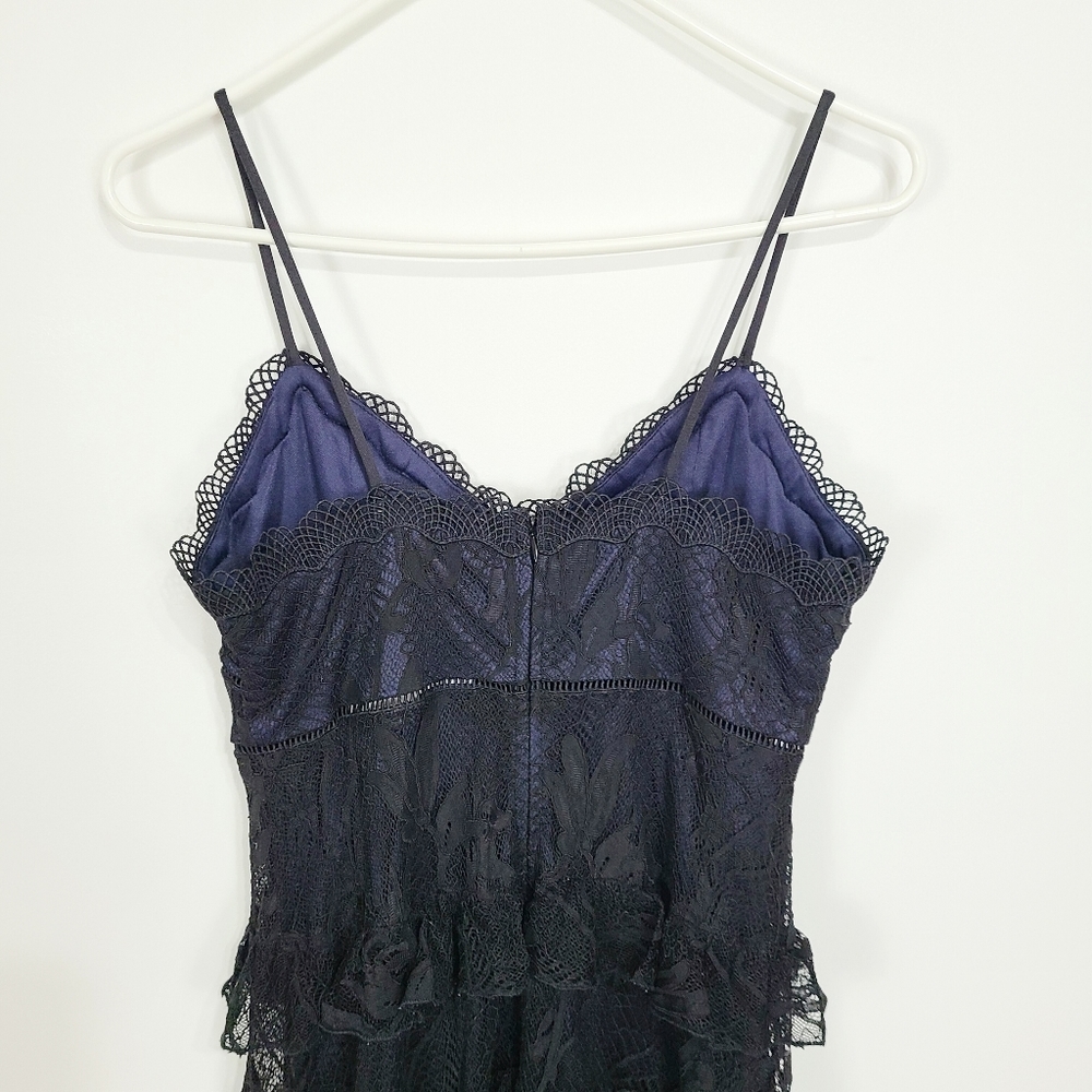 Avantlook | NWT Layered Ruffle Lace Midi Dress Black Size Large - Picture 8 of 14